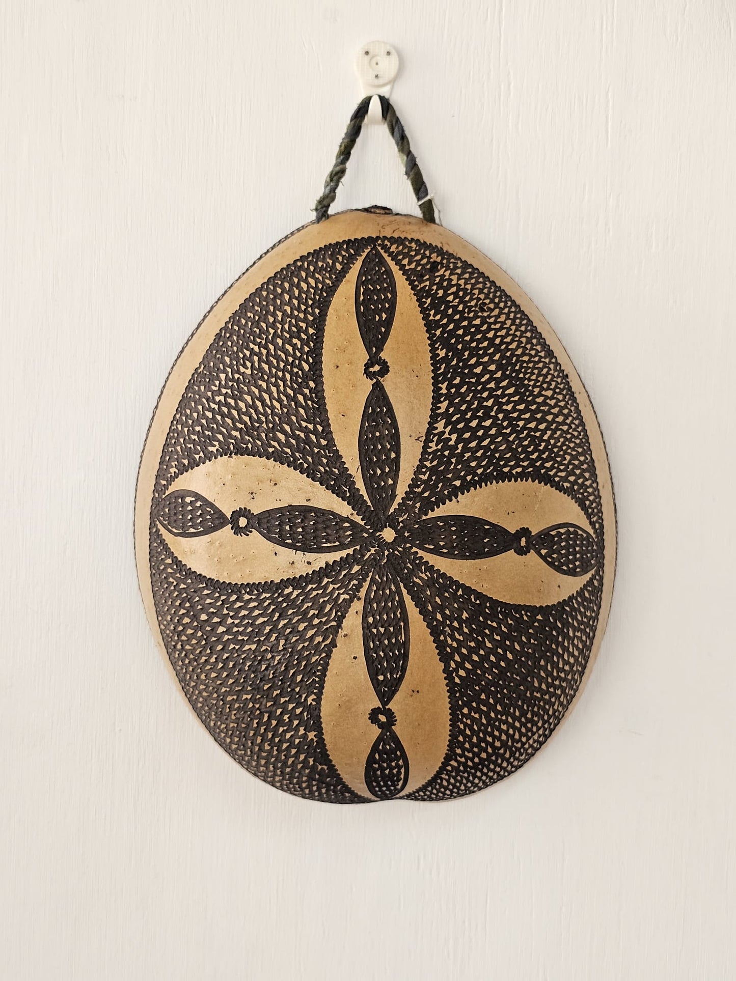 Hand Carved Calabash Hanging Geometric