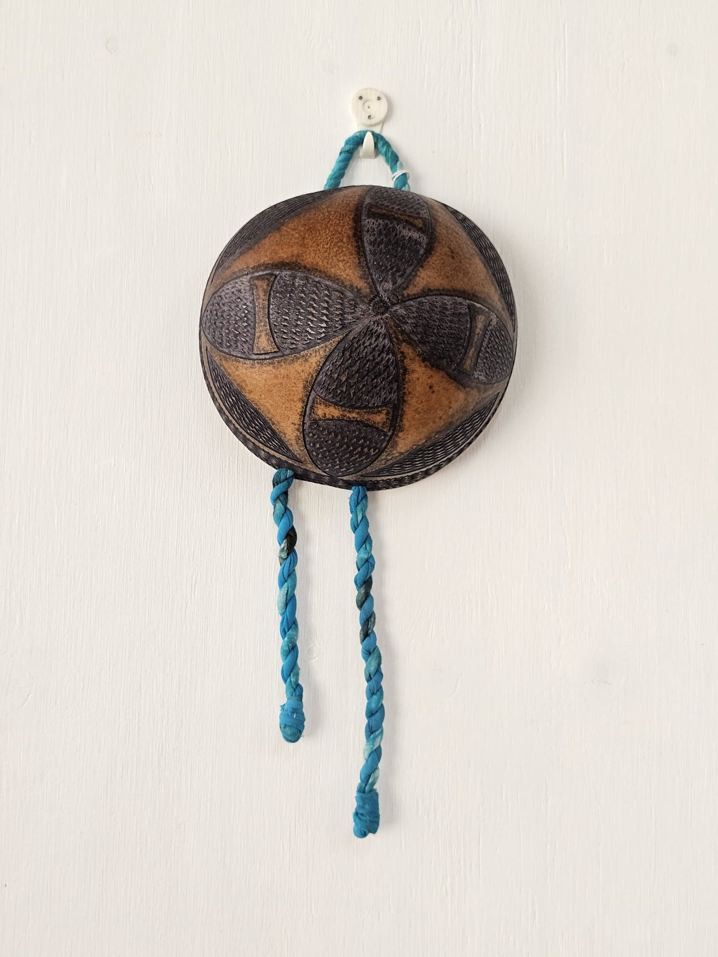 Hand Carved Calabash Hanging Geometric w/ Tassels