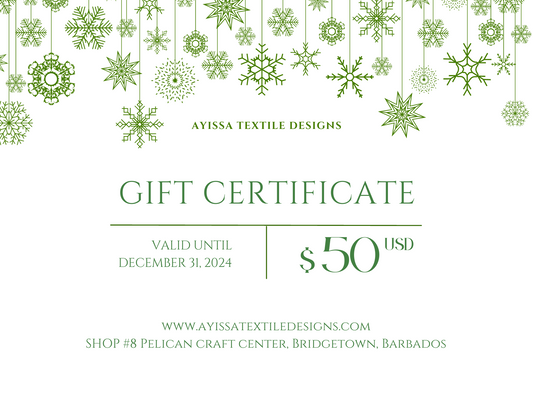 Ayissa Textile Designs Holiday Gift Card