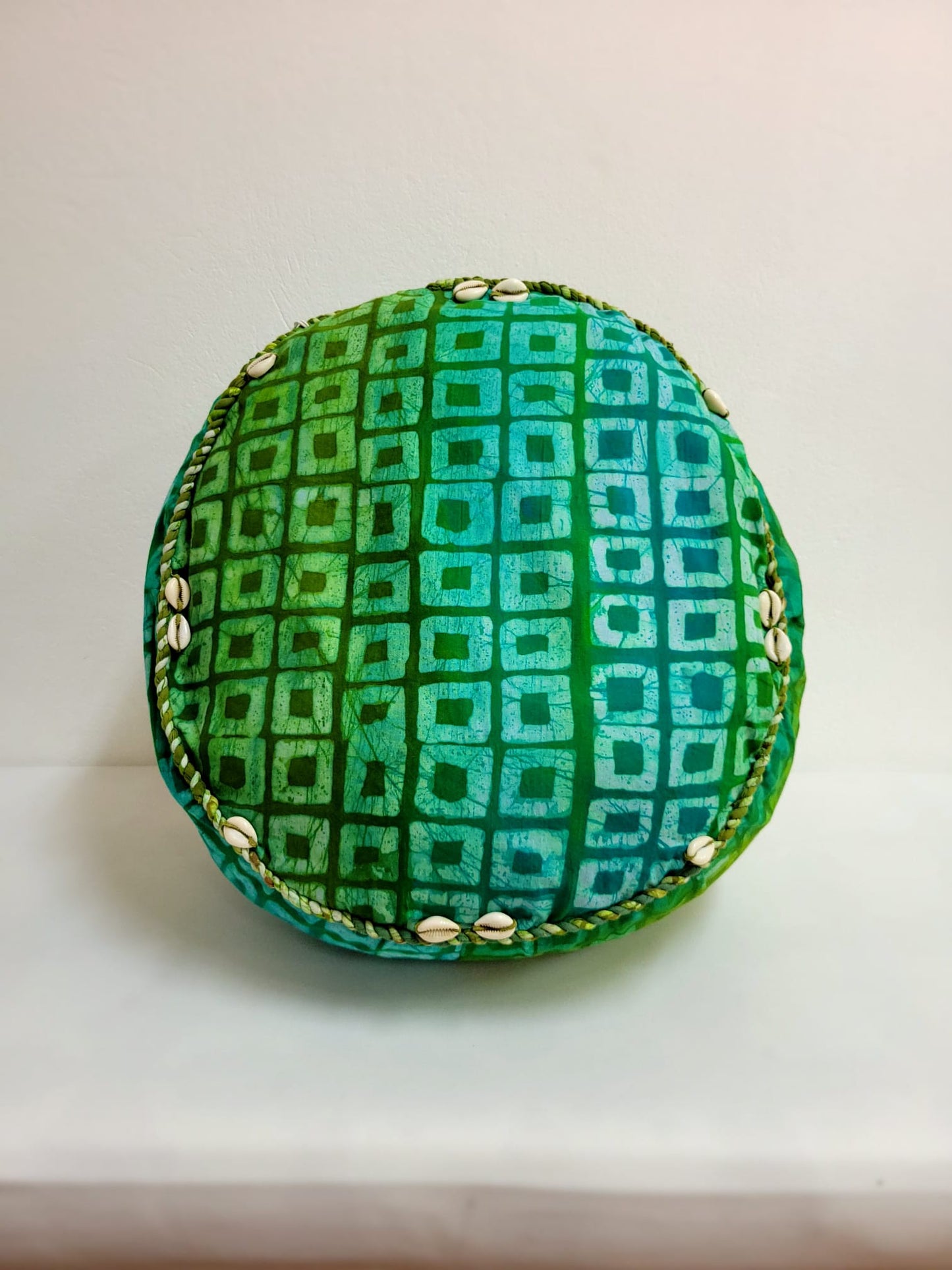 Batik Applique Cotton Circle Pillow 9"h x 19"d
