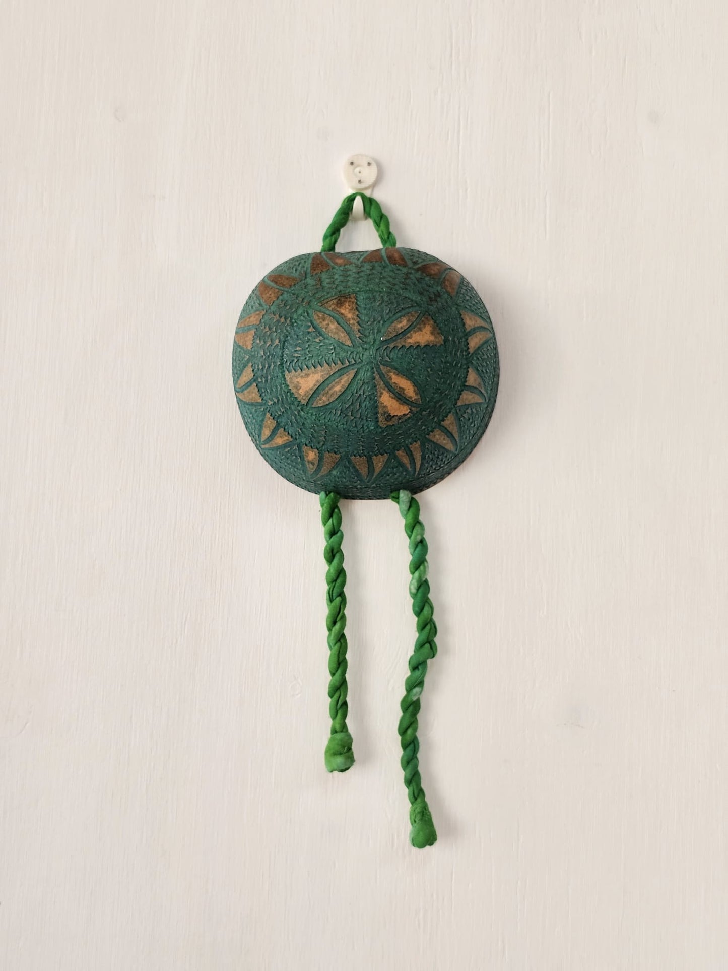 Hand Carved Calabash Hanging Geometric w/ Tassels