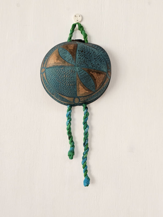 Hand Carved Calabash Hanging Geometric w/ Tassels
